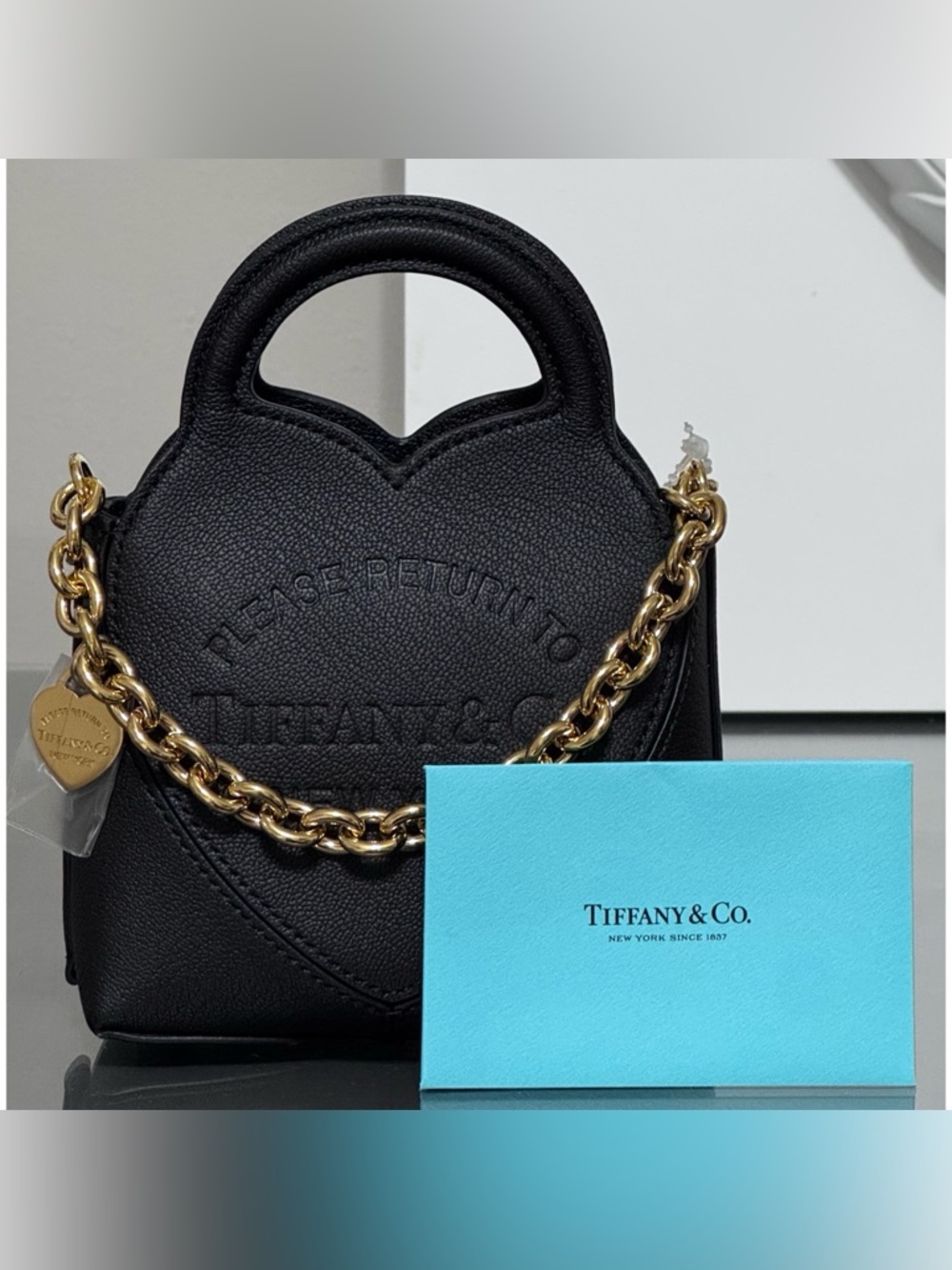 Tiffany & Co. Return to Tiffany BLACK Heart Leather Mini Tote